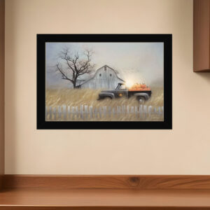 Fall Pumpkin Harvest  Black Framed Print Kitchen Wall Art