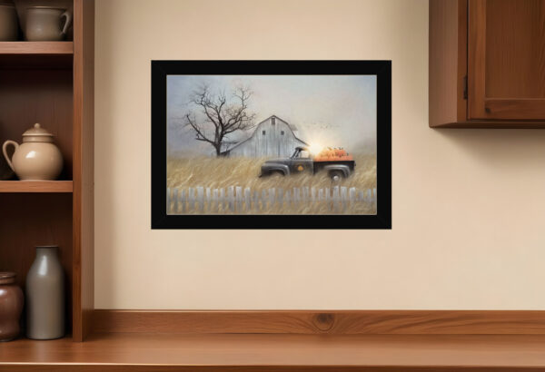 Fall Pumpkin Harvest  Black Framed Print Kitchen Wall Art