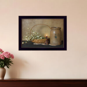 Basket of Flowers  Black Framed Print Wall Art