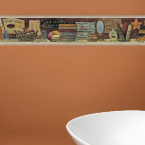Country Bath Shelf  Brown Framed Print Bathroom Wall Art