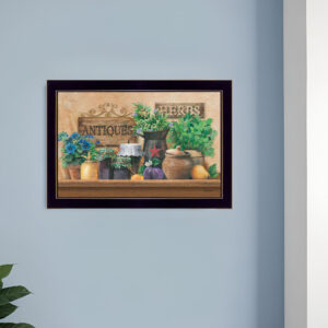Antiques and Herbs Black Framed Print Kitchen Wall Art