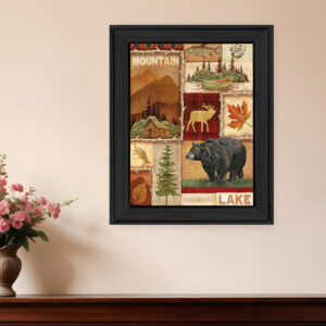 Lodge Collage I Black Framed Print Wall Art