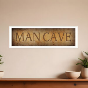 Man Cave  White Framed Print Wall Art