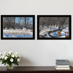 Set Of Two Great Outdoors Nature or Winter Forest  Black Framed Print Wall Art