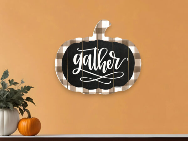 Gather Printed on a Pumpkin Unframed Print Wall Art