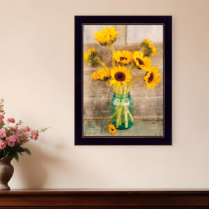 Country Sunflowers  Black Framed Print Wall Art