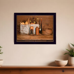 Gathering The Harvest  Black Framed Print Kitchen Wall Art
