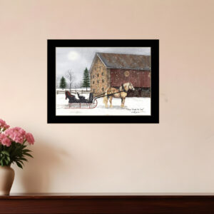 Dashing Though The Snow Black Framed Print Wall Art