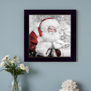 Santas Little Friends  Black Framed Print Wall Art