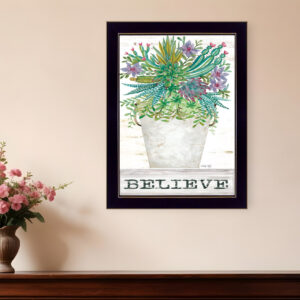 Believe Succulents  Black Framed Print Wall Art