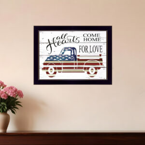 All Hearts Come Home for Love Truck  Black Framed Print Wall Art