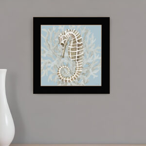 Seahorse and Coral Black Framed Print Wall Art