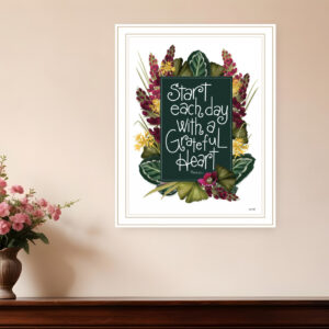 Grateful Heart  White Framed Print Wall Art