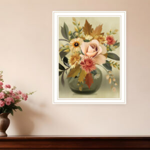 Autumn Bouquet  White Framed Print Wall Art