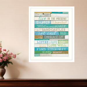 Live in the Present  White Framed Print Wall Art