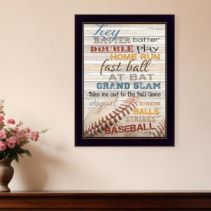 Hey Batter Batter  Black Framed Print Wall Art