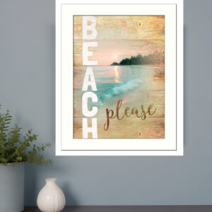 Beach Please  White Framed Print Wall Art