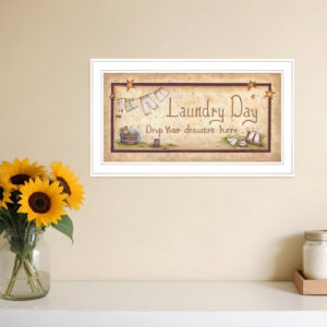 Drop Your Drawers Here White Framed Print Bathroom Wall Art