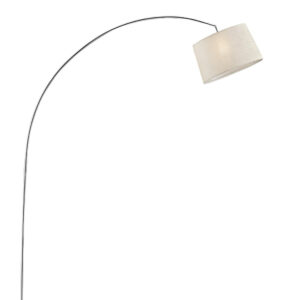 85" Silver Adjustable Arched Floor Lamp With White Fabric Drum Shade