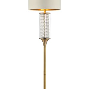 62" Gold Column Floor Lamp With Off White Metal Drum Shade