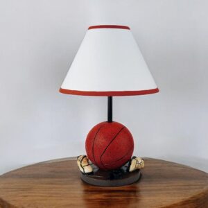 15" Orange Bedside Table Lamp With White Shade