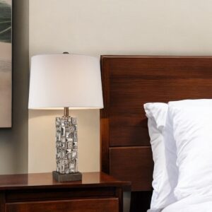 Silver Table Lamp with Abstract Mirror Design