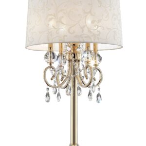 33" Gold Metal Four Light Bedside Table Lamp With Gold Shade