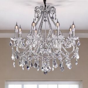 Candle Style Empire Eight Light Transparent Glass Led Ceiling Light