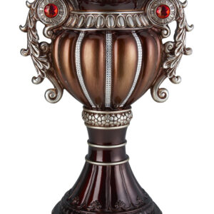 18" Bronze and Silver Floral Urn Polyresin Table Vase With Stones