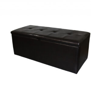 17" Brown Upholstered Faux Leather Bench with Flip top