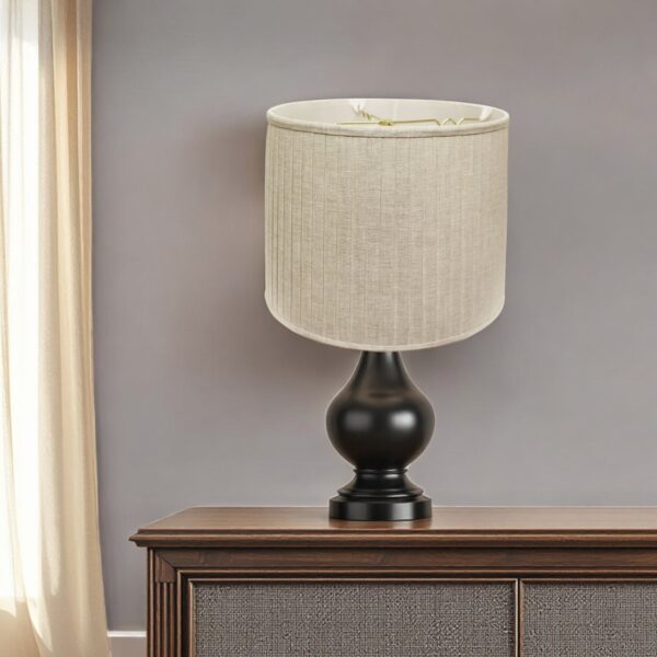 16" Cream Linen Lampshade with Side Pleats