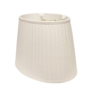 14" White Slanted Oval Linen Lampshade