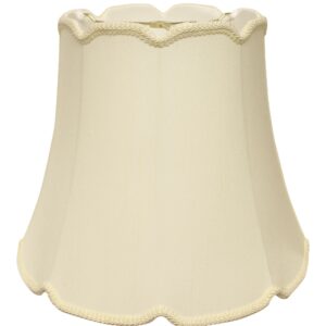 14" Ivory Empire Slanted Cylinder Scroll Edge Silk Lampshade
