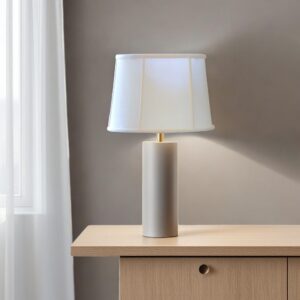 13" White Throwback Drum Linen Lampshade