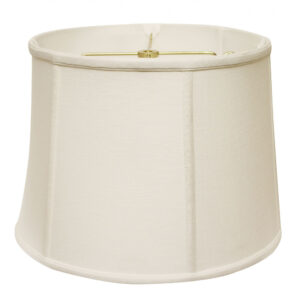 17" White Throwback Drum Linen Lampshade