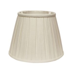 14" White Slanted Linen Lampshade with Box Pleat