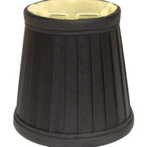 4" Black and Gold of 6 Slanted Pleat Chandelier Silk Lampshades