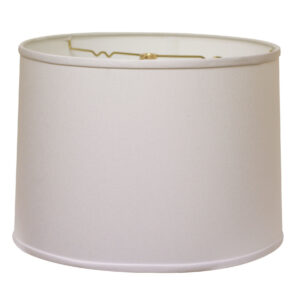 14" White Rounded Empire Slanted Linen Lampshade