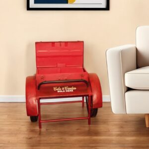 Retro Red Metal Delivery Box Accent Side Table