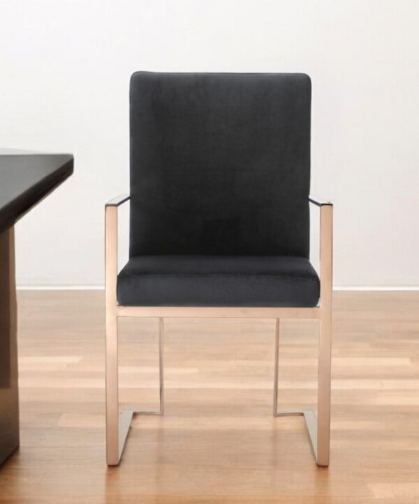 Black and Gold Upholstered Fabric Dining Arm Chair
