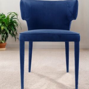Blue Upholstered Velvet Wing Back Dining Arm Chair