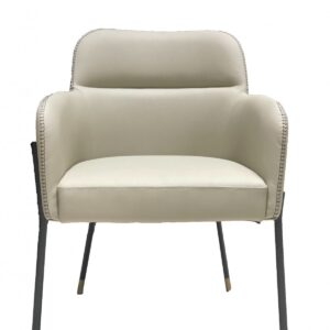 Gray and Black Upholstered Faux Leather Slat Back Dining Arm Chair