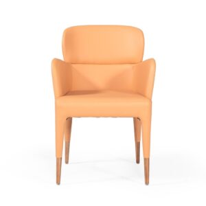 Peach Upholstered Fabric Dining Arm Chair
