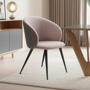 Cream and Black Upholstered Fabric Wing Back Dining Arm Chair