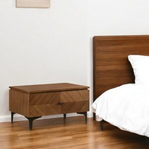 16" Solid Wood and Wood One Drawer Nightstand