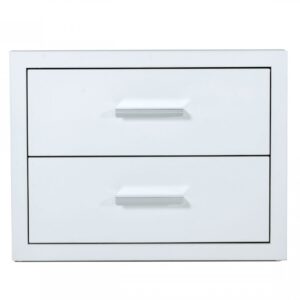 Modern Glossy White Box Nightstand with Two Drawers