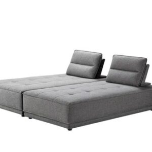 Gray 100% Polyester Stationary L Shaped Two Piece Sofa And Chaise
