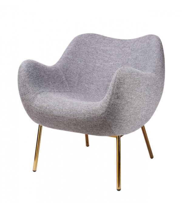 27" Gray And Gold Upholstered Wingback Chair