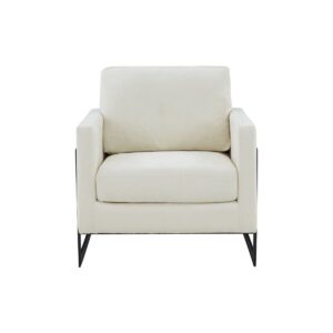31" Cream And Black Fabric Club Chair