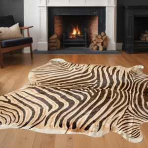 6' X 7' Zebra Chocolate And Natural Cowhide Handmade Area Rug